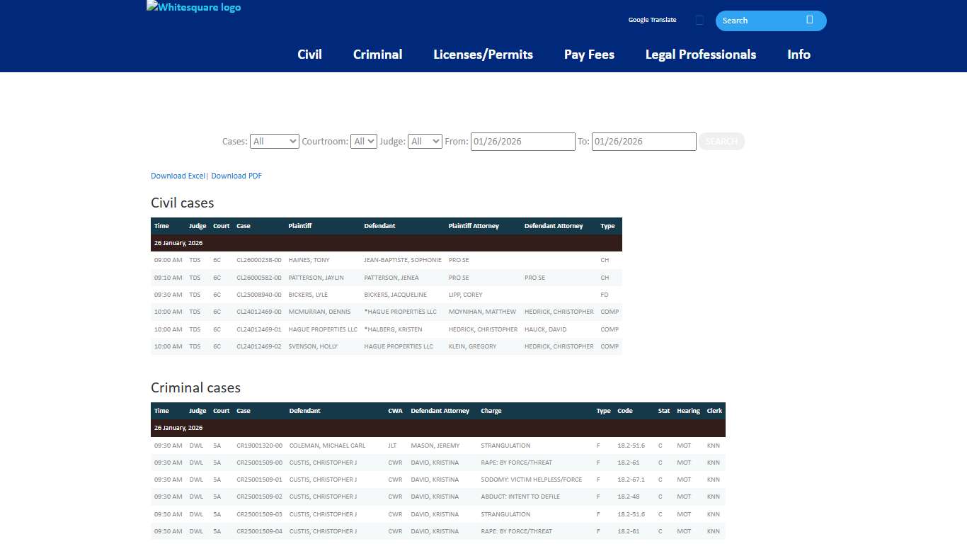 Daily Docket - Norfolk Circuit Court Clerk’s Office