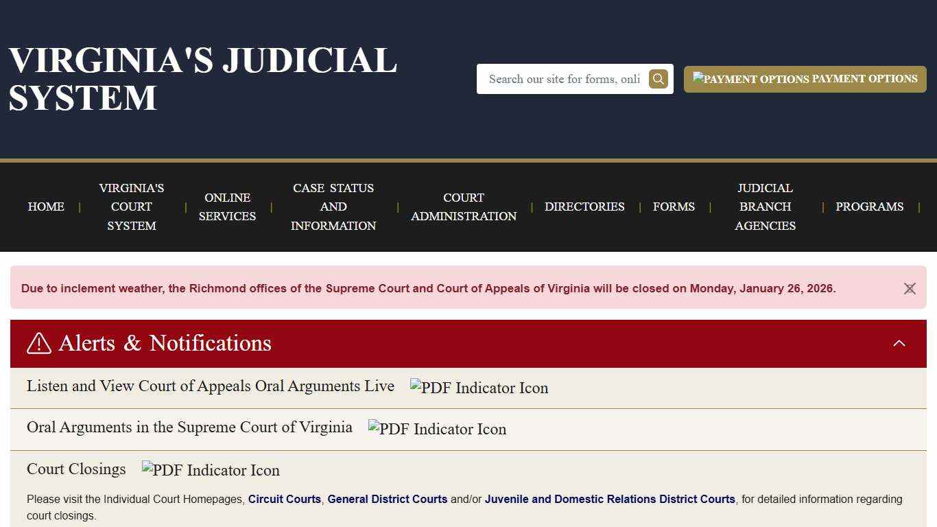 Front Page Virginia Court System